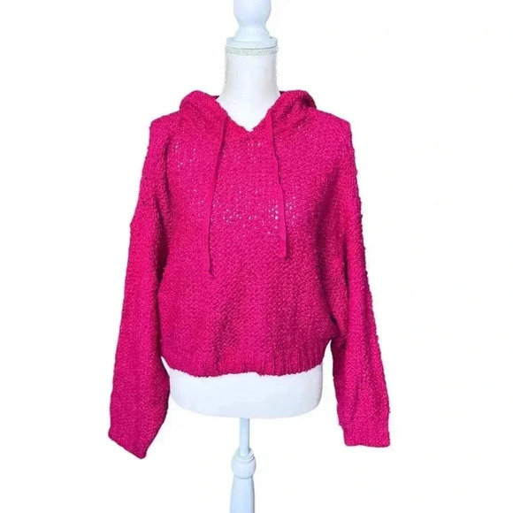 Anthropologie - Pilcro Sailcloth Hooded Sweater in Raspberry - Size Small - Picture 1 of 4